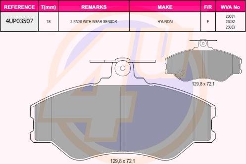 4U 4UP03507 - Тормозные колодки, дисковые, комплект avtokuzovplus.com.ua