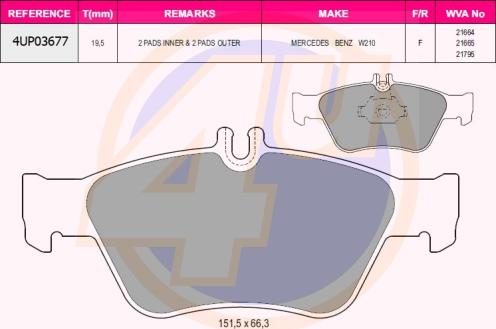 4U 4UP03677 - Тормозные колодки, дисковые, комплект autodnr.net