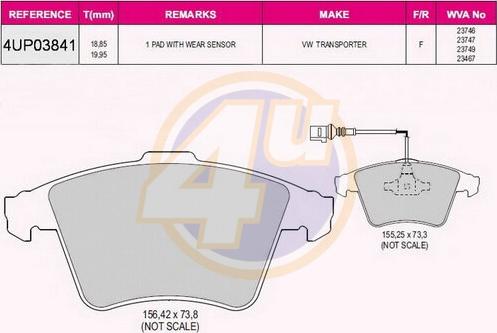 4U 4UP03841 - Гальмівні колодки, дискові гальма autocars.com.ua