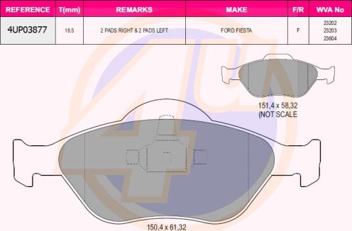 4U 4UP03877 - Тормозные колодки, дисковые, комплект avtokuzovplus.com.ua