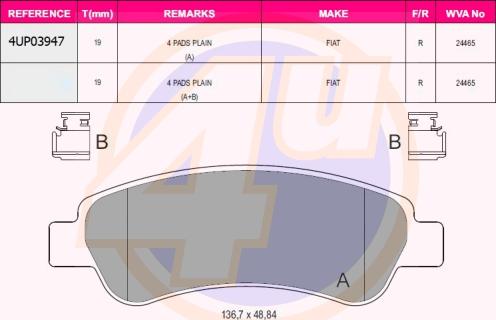 4U 4UP03947 - Тормозные колодки, дисковые, комплект autodnr.net