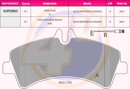 4U 4UP03963 - Тормозные колодки, дисковые, комплект avtokuzovplus.com.ua