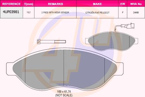 4U 4UP03981 - Тормозные колодки, дисковые, комплект avtokuzovplus.com.ua