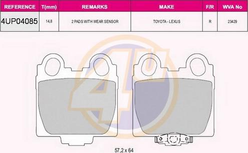 4U 4UP04085 - Тормозные колодки, дисковые, комплект autodnr.net