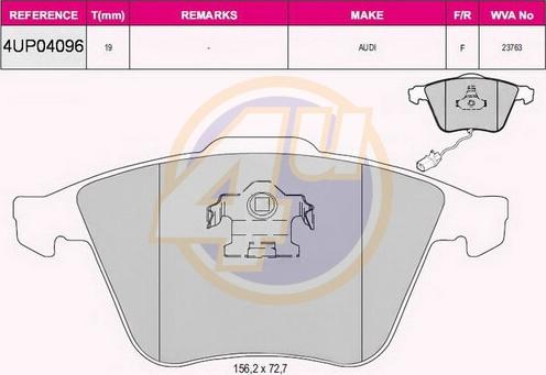 4U 4UP04096 - Гальмівні колодки, дискові гальма autocars.com.ua