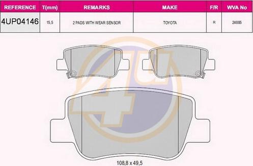 4U 4UP04146 - Гальмівні колодки, дискові гальма autocars.com.ua