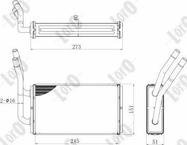 ABAKUS 017-015-0024-B - Теплообмінник, опалення салону autocars.com.ua