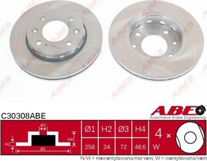 ABE C30308ABE - Тормозной диск avtokuzovplus.com.ua