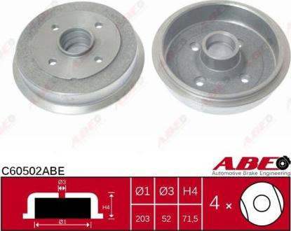 ABE C60502ABE - Гальмівний барабан autocars.com.ua