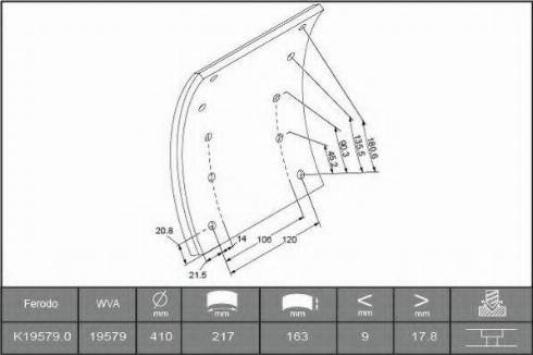 ABEX B2093167 - Комплект гальмівних черевиків, барабанні гальма autocars.com.ua