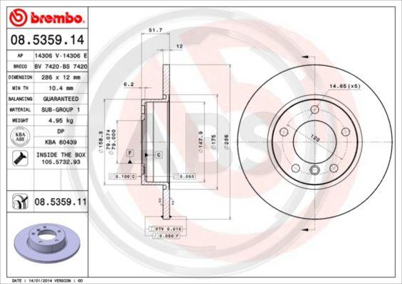 A.B.S. 08.5359.11 - Гальмівний диск autocars.com.ua