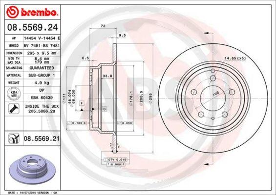 A.B.S. 08.5569.21 - Гальмівний диск autocars.com.ua