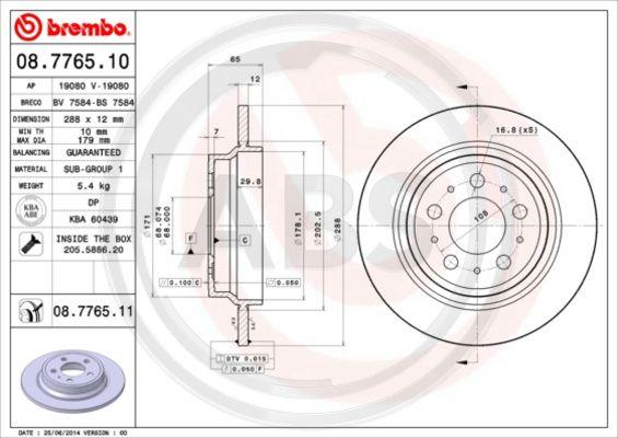 A.B.S. 08.7765.11 - Гальмівний диск autocars.com.ua