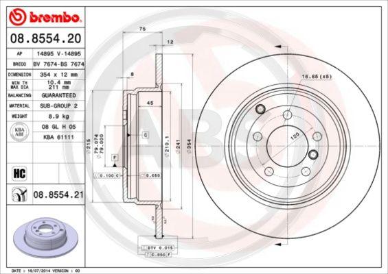 A.B.S. 08.8554.21 - Гальмівний диск autocars.com.ua