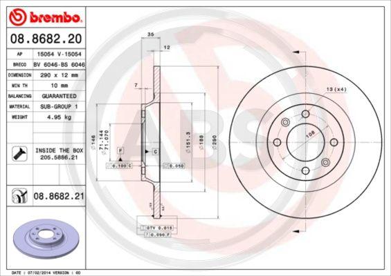 A.B.S. 08.8682.21 - Гальмівний диск autocars.com.ua