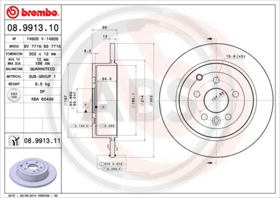 A.B.S. 08.9913.11 - Тормозной диск avtokuzovplus.com.ua