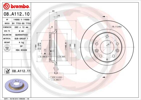 A.B.S. 08.A112.11 - Гальмівний диск autocars.com.ua