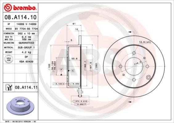 A.B.S. 08.A114.11 - Гальмівний диск autocars.com.ua