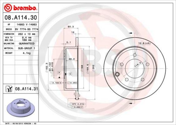 A.B.S. 08.A114.31 - Тормозной диск autodnr.net