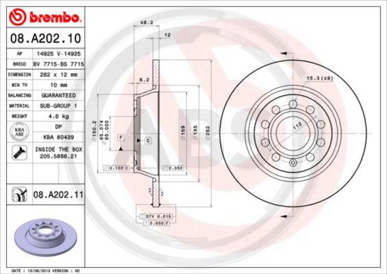 A.B.S. 08.A202.11 - Гальмівний диск autocars.com.ua