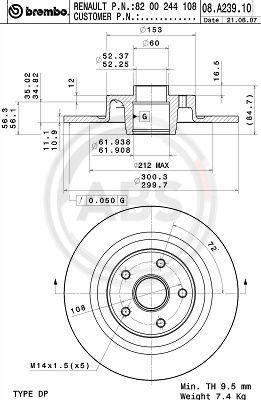 A.B.S. 08.A239.10 - Тормозной диск autodnr.net