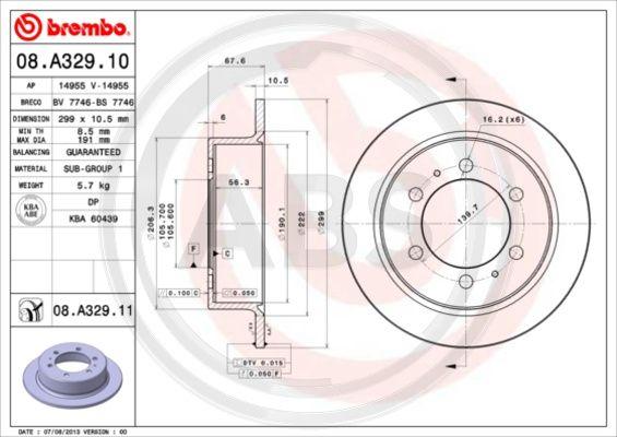 A.B.S. 08.A329.10 - Тормозной диск autodnr.net