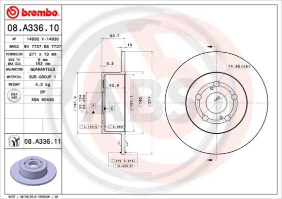 A.B.S. 08.A336.11 - Тормозной диск avtokuzovplus.com.ua