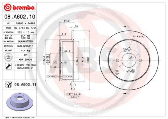 A.B.S. 08.A602.10 - Гальмівний диск autocars.com.ua