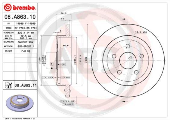 A.B.S. 08.A863.11 - Гальмівний диск autocars.com.ua