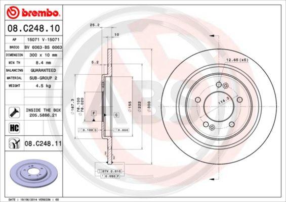 A.B.S. 08.C248.11 - Тормозной диск avtokuzovplus.com.ua