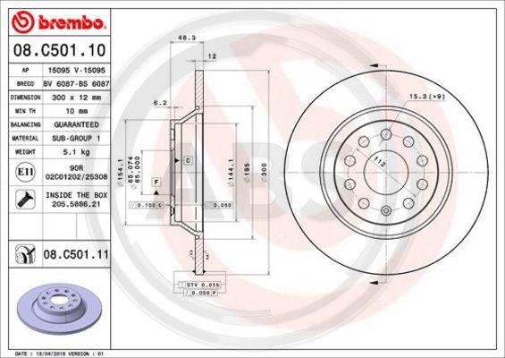 A.B.S. 08.C501.11 - Гальмівний диск autocars.com.ua