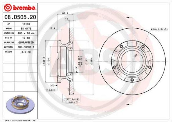 A.B.S. 08.D505.20 - Тормозной диск avtokuzovplus.com.ua