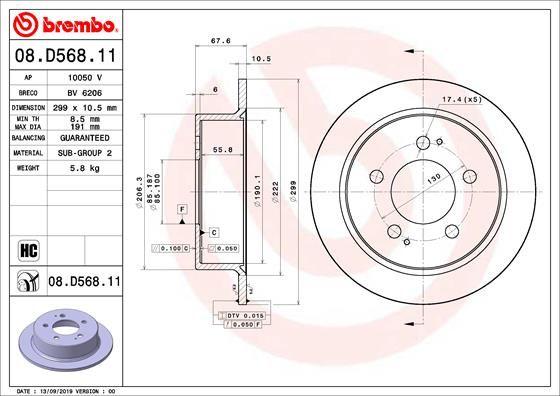 A.B.S. 08.D568.11 - Гальмівний диск autocars.com.ua