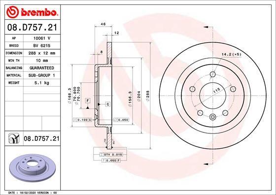 A.B.S. 08.D757.21 - Гальмівний диск autocars.com.ua