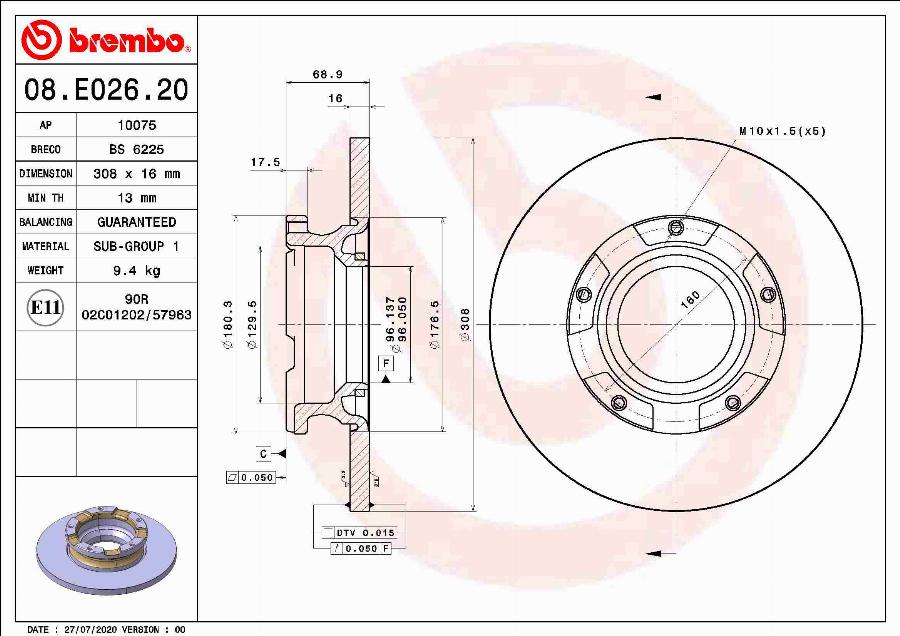 A.B.S. 08.E026.20 - Тормозной диск avtokuzovplus.com.ua