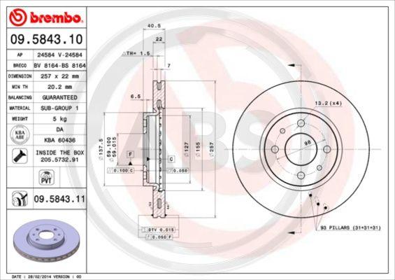 A.B.S. 09.5843.11 - Тормозной диск avtokuzovplus.com.ua