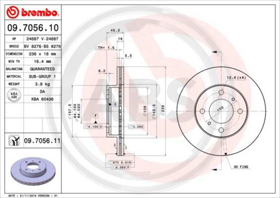 A.B.S. 09.7056.10 - Тормозной диск avtokuzovplus.com.ua