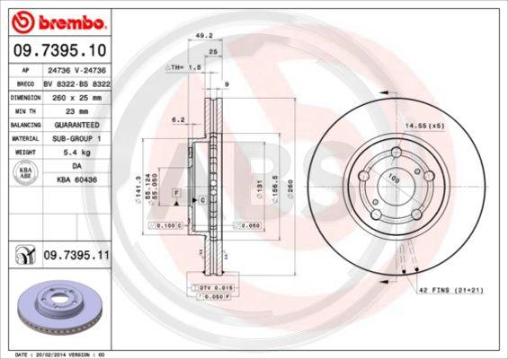 A.B.S. 09.7395.11 - Тормозной диск autodnr.net