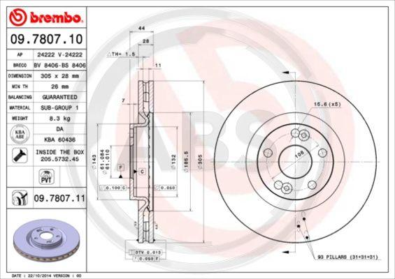 A.B.S. 09.7807.11 - Гальмівний диск autocars.com.ua