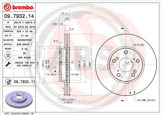 A.B.S. 09.7932.11 - Гальмівний диск autocars.com.ua