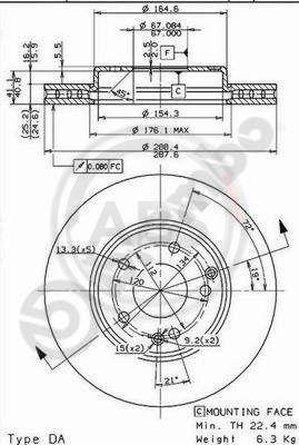 A.B.S. 09.8411.11 - Гальмівний диск autocars.com.ua