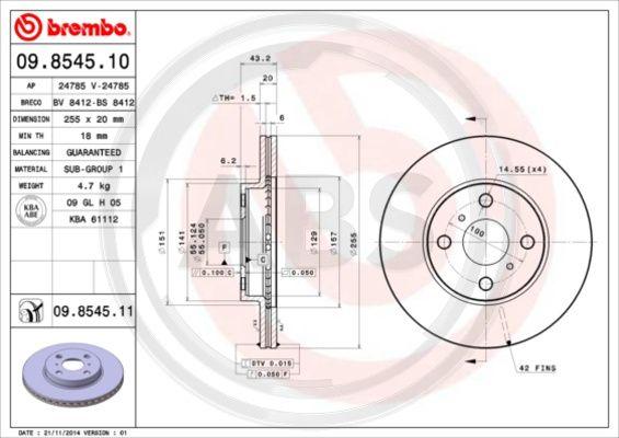 A.B.S. 09.8545.10 - Тормозной диск avtokuzovplus.com.ua