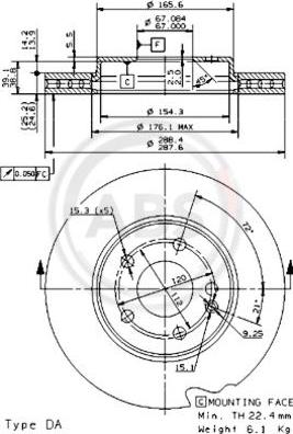 A.B.S. 09.8681.11 - Гальмівний диск autocars.com.ua