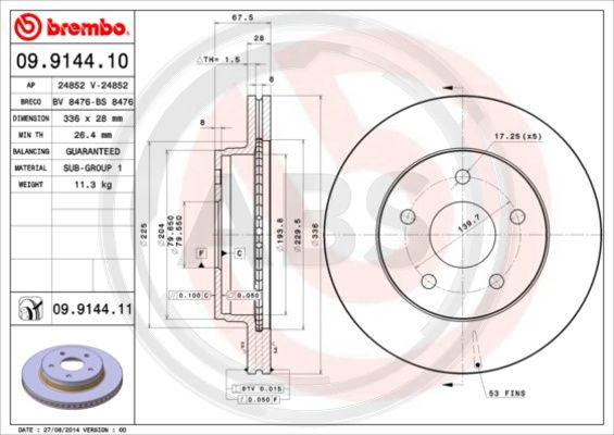 A.B.S. 09.9144.10 - Тормозной диск avtokuzovplus.com.ua