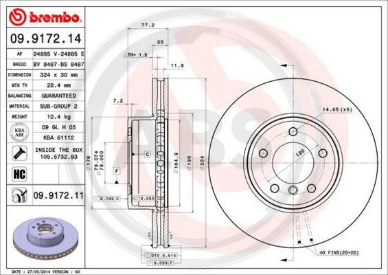 A.B.S. 09.9172.11 - Гальмівний диск autocars.com.ua