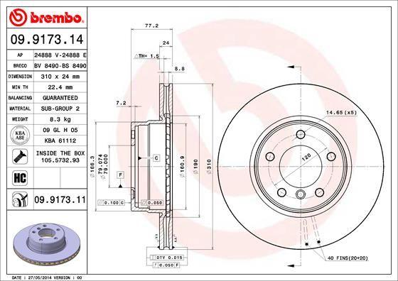 A.B.S. 09.9173.11 - Тормозной диск autodnr.net