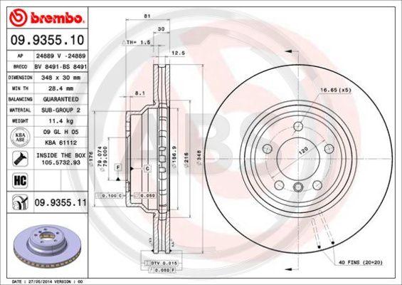 A.B.S. 09.9355.11 - Тормозной диск avtokuzovplus.com.ua