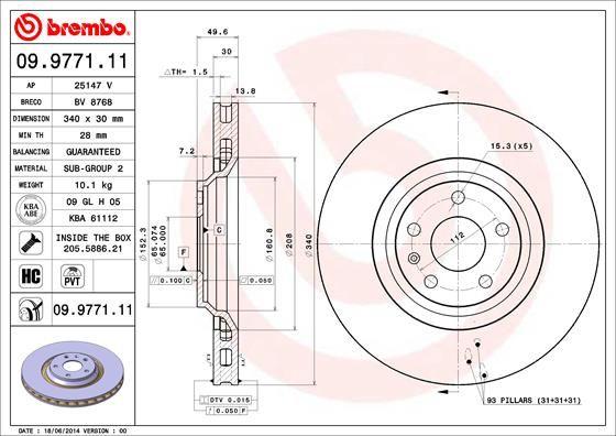 A.B.S. 09.9771.11 - Гальмівний диск autocars.com.ua