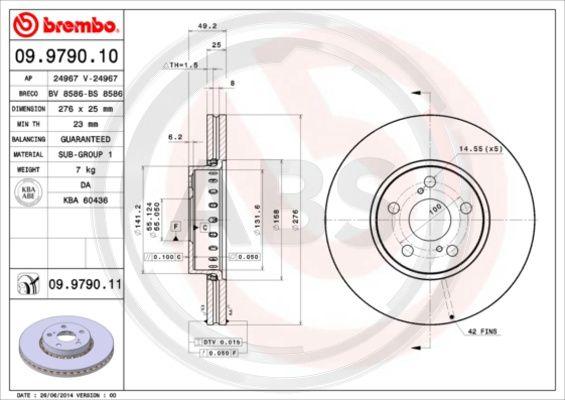 A.B.S. 09.9790.11 - Гальмівний диск autocars.com.ua