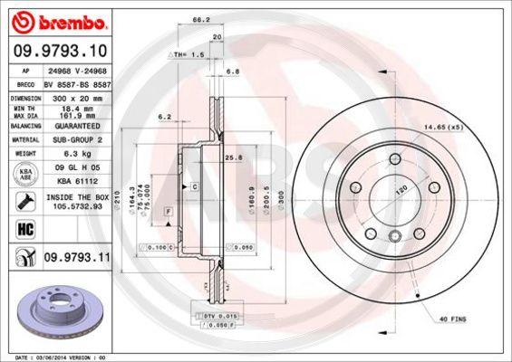 A.B.S. 09.9793.11 - Гальмівний диск autocars.com.ua